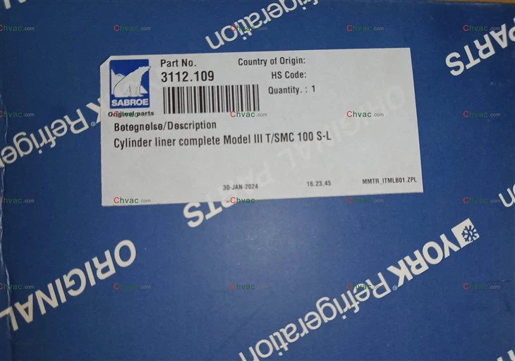 York Part 3112.109 Cilindra ieliktnis Jauns 2025 CHVAC